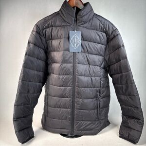 St John Bay Lightweight Puffer Jacket M Black Zippered NWT